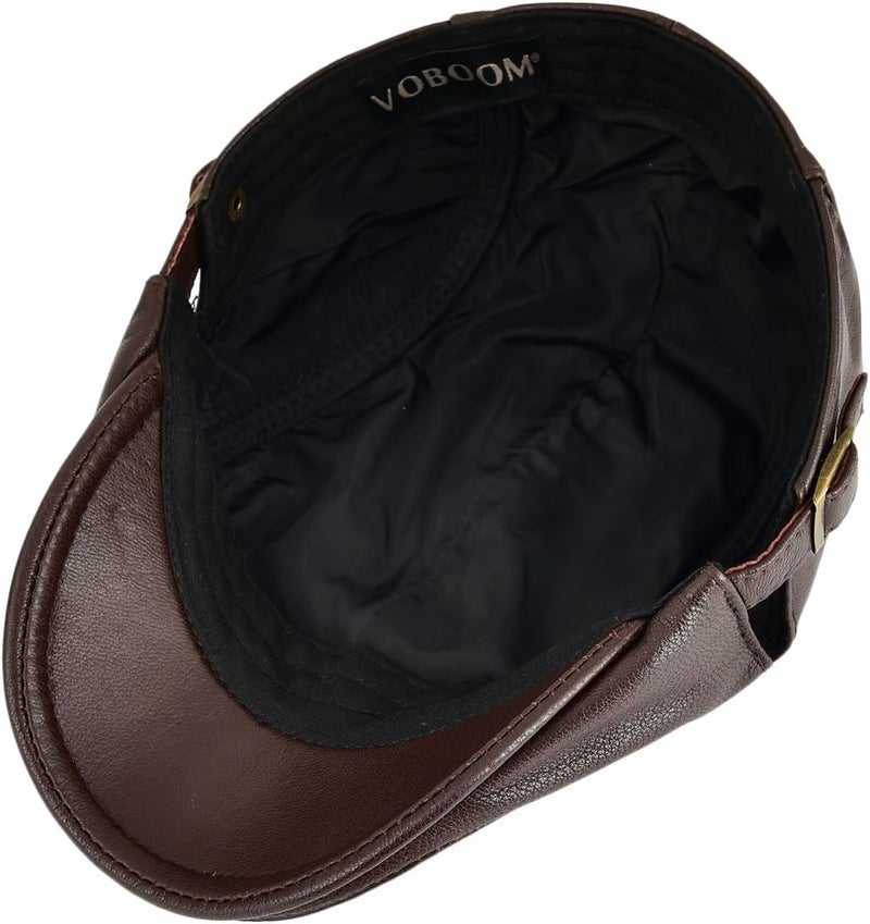 VOBOOM Men Women Adjustable Genuine Leather Ivy Cap Newsboy Hat - Image 5
